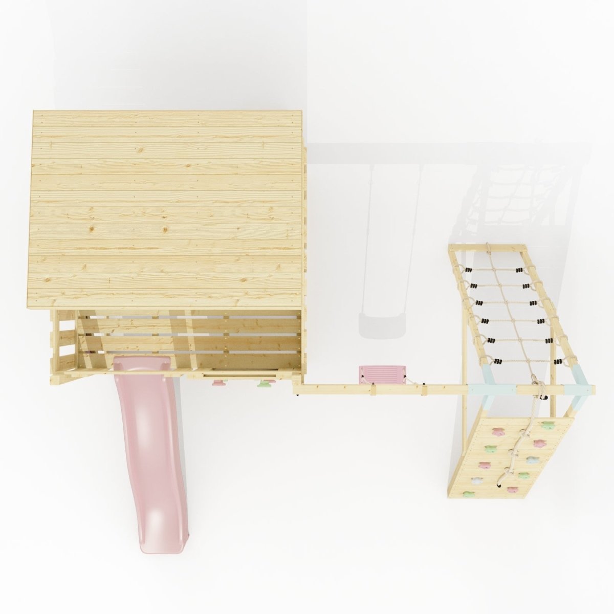 PolarPlay Climbing Platform and Playhouse with Single Swing and Climbing Wall - Emil