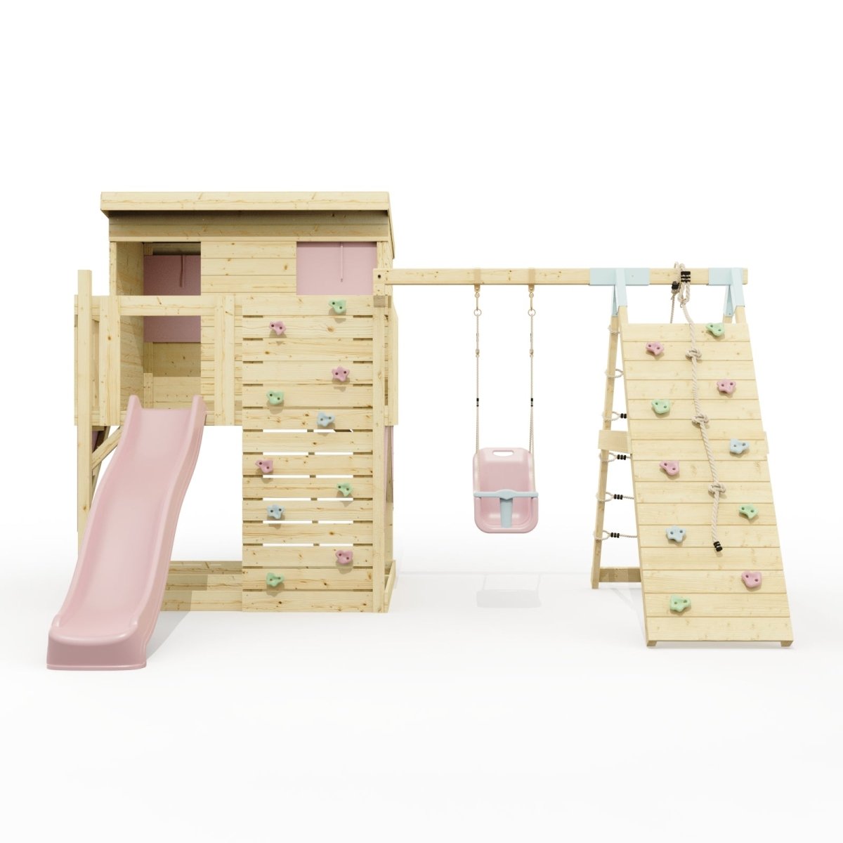 PolarPlay Climbing Platform and Playhouse with Single Swing and Climbing Wall - Emil