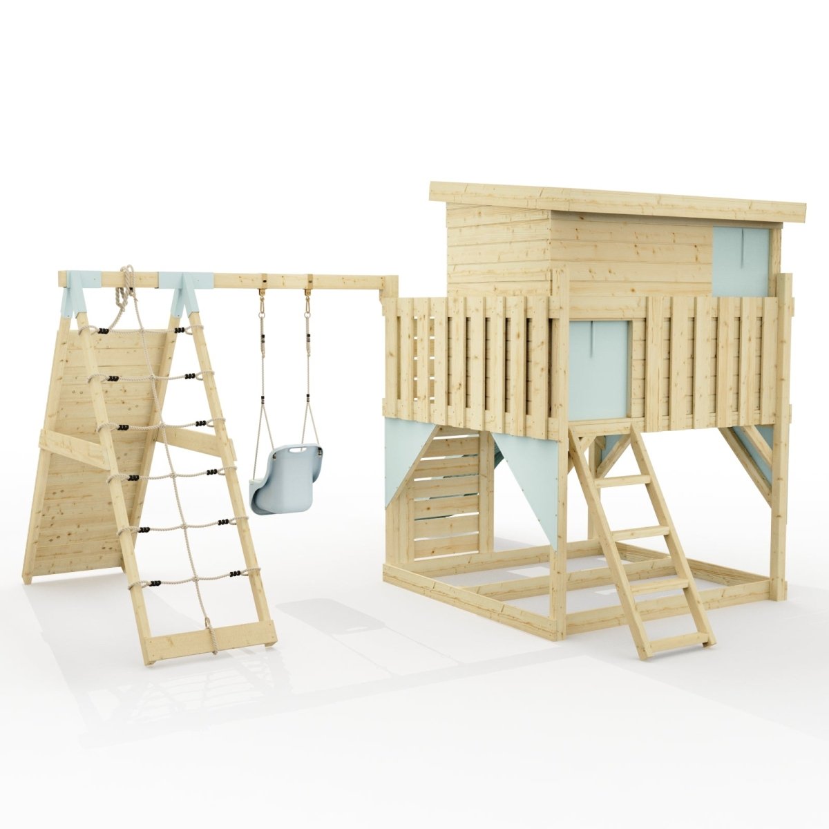 PolarPlay Climbing Platform and Playhouse with Single Swing and Climbing Wall - Emil