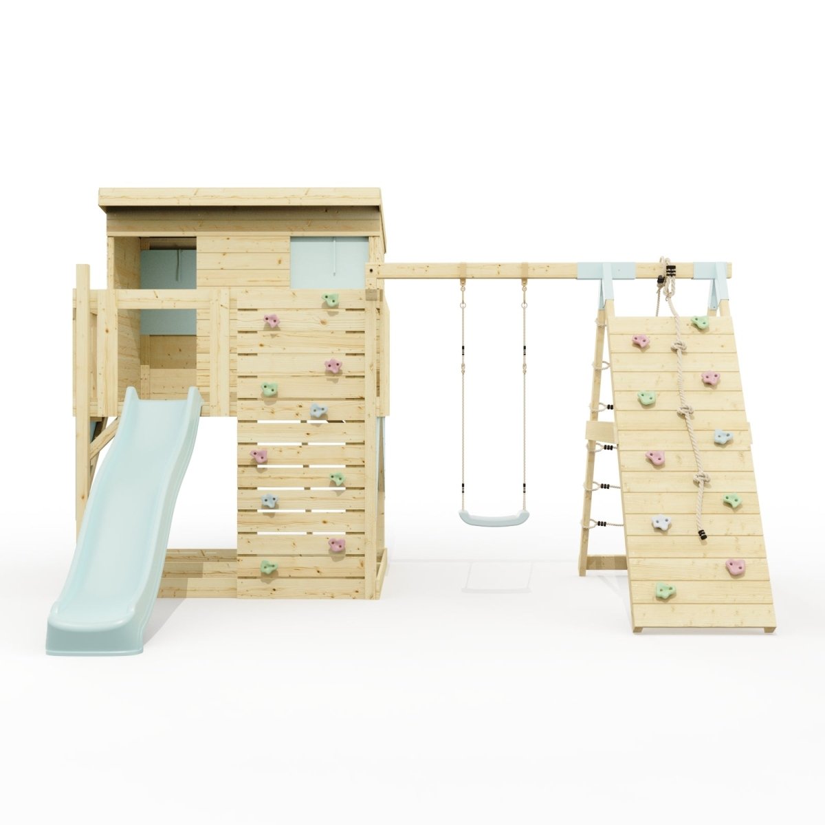 PolarPlay Climbing Platform and Playhouse with Single Swing and Climbing Wall - Emil