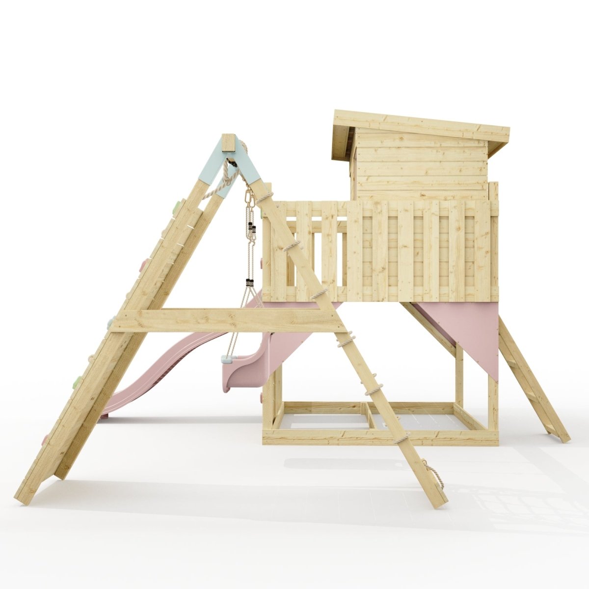 PolarPlay Climbing Platform and Playhouse with Single Swing and Climbing Wall - Emil
