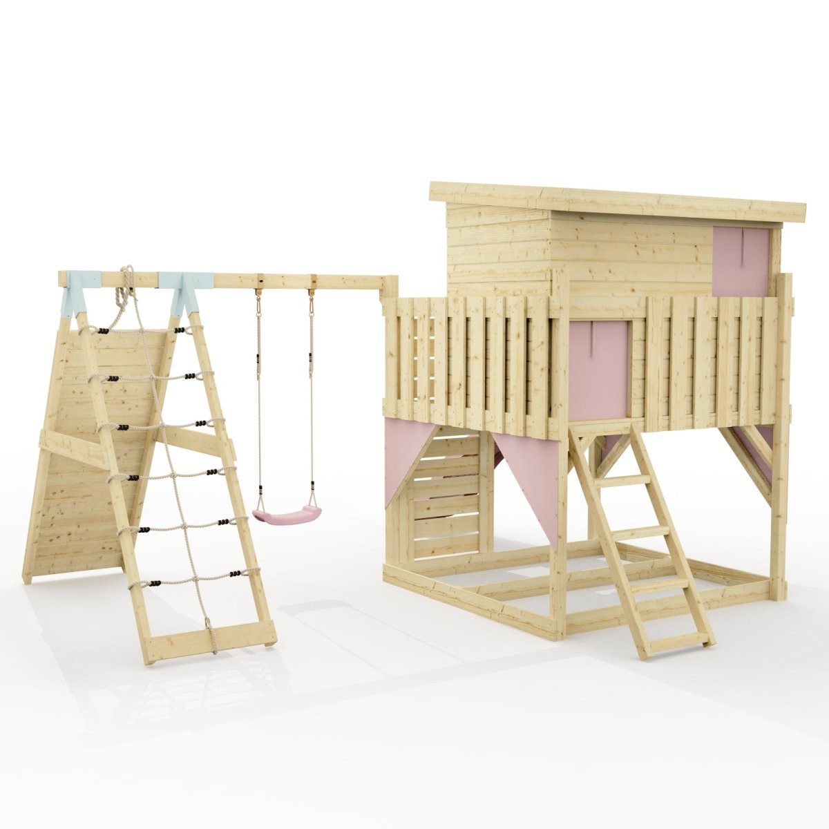 PolarPlay Climbing Platform and Playhouse with Single Swing and Climbing Wall - Emil