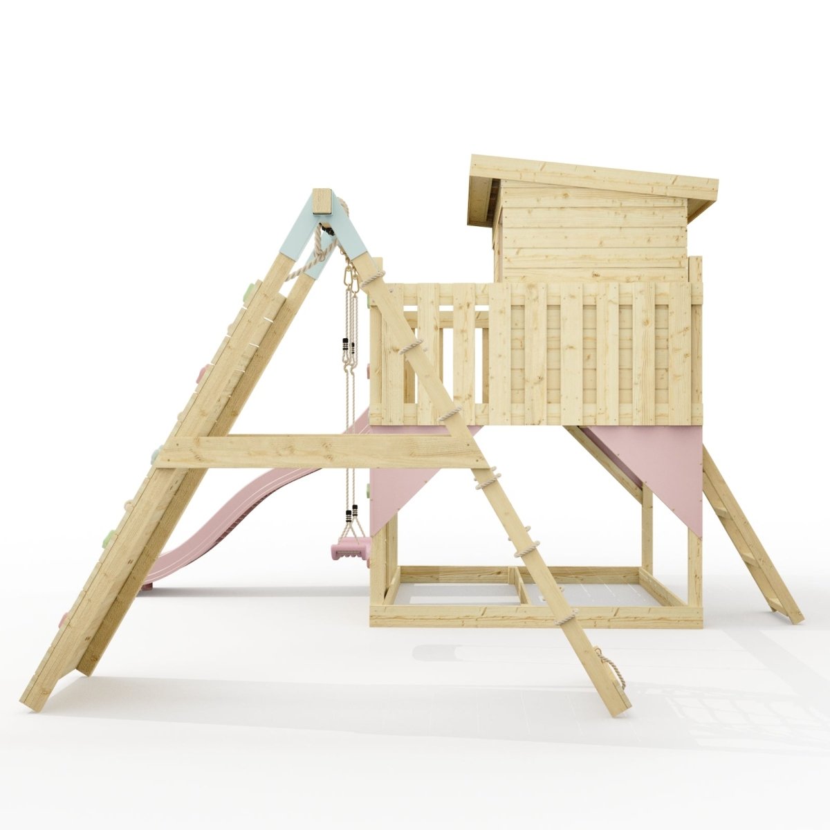 PolarPlay Climbing Platform and Playhouse with Single Swing and Climbing Wall - Emil