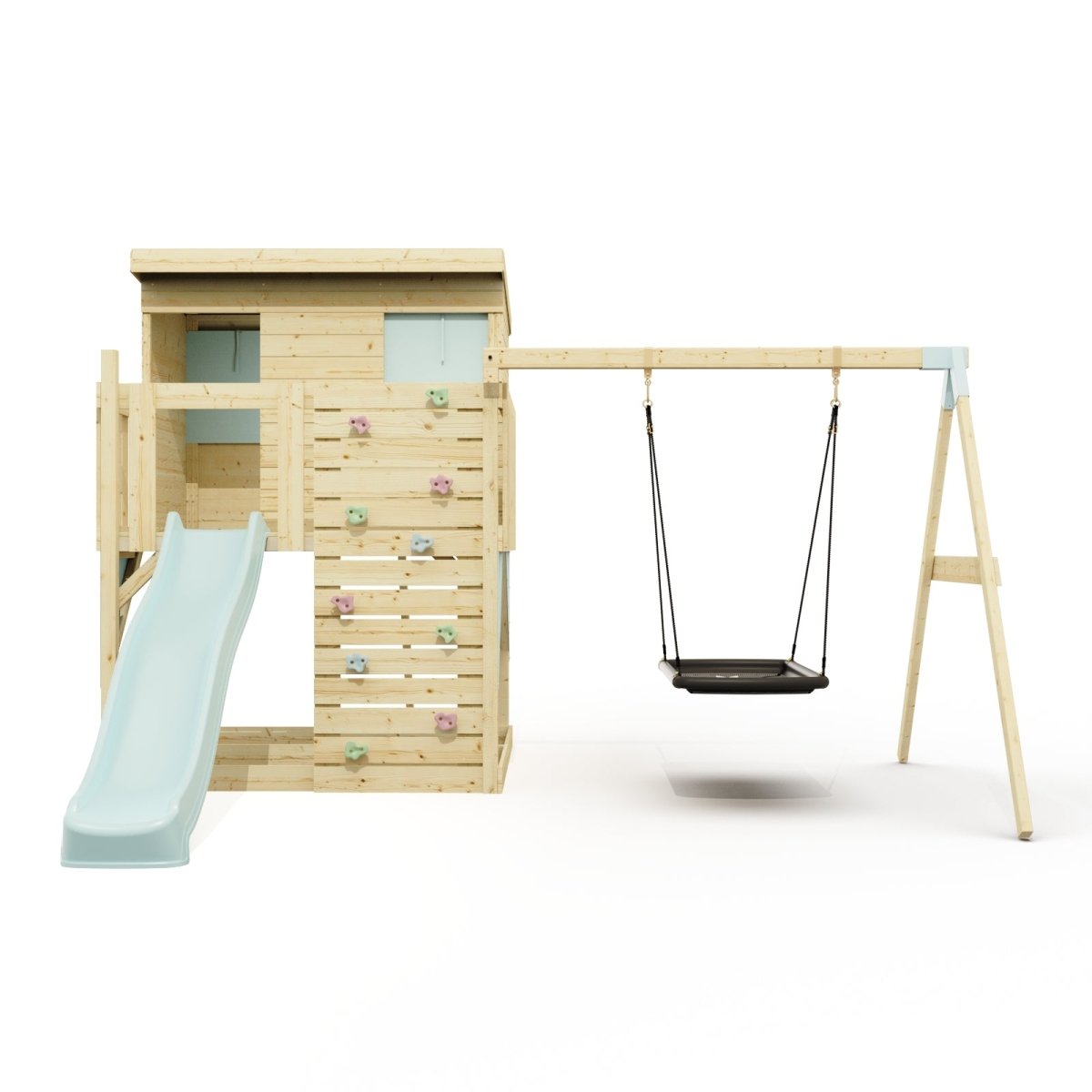 PolarPlay Climbing Platform and Playhouse with Single Swing - Nils