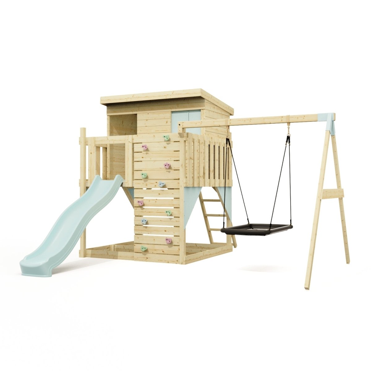 PolarPlay Climbing Platform and Playhouse with Single Swing - Nils