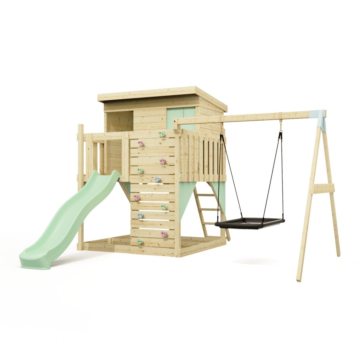 PolarPlay Climbing Platform and Playhouse with Single Swing - Nils