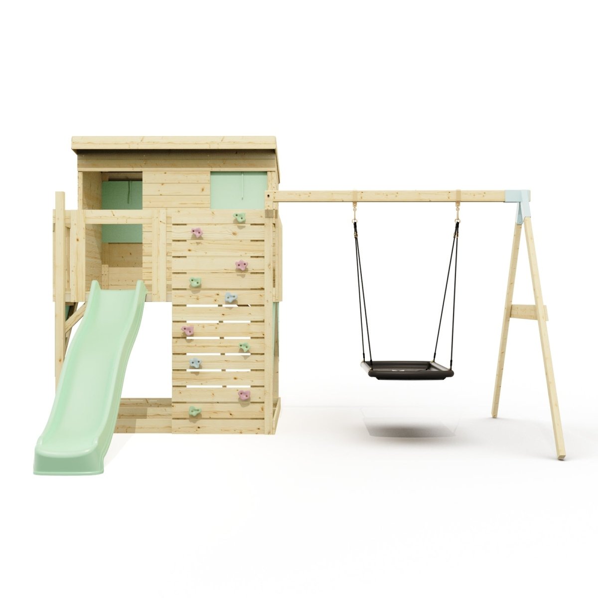 PolarPlay Climbing Platform and Playhouse with Single Swing - Nils