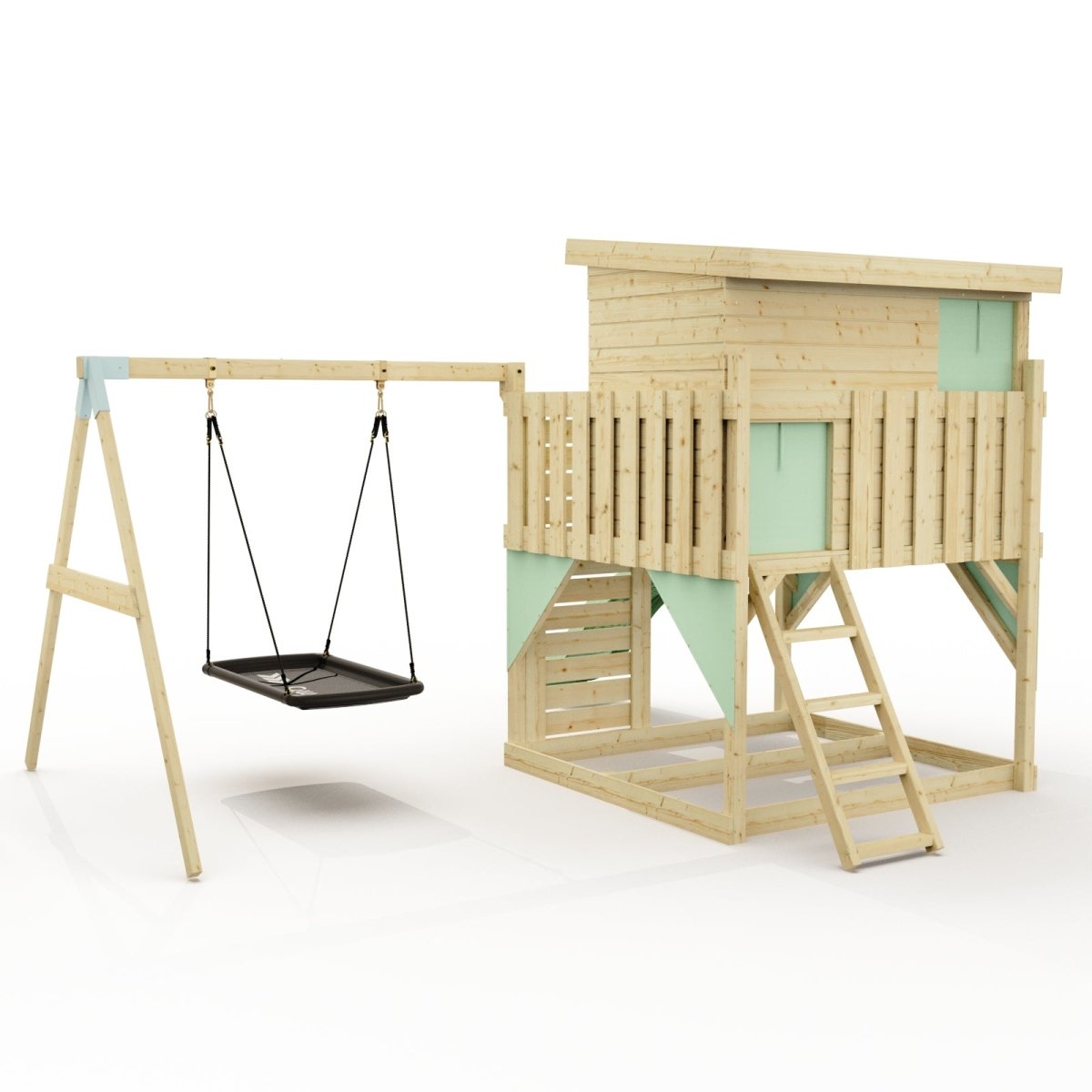 PolarPlay Climbing Platform and Playhouse with Single Swing - Nils