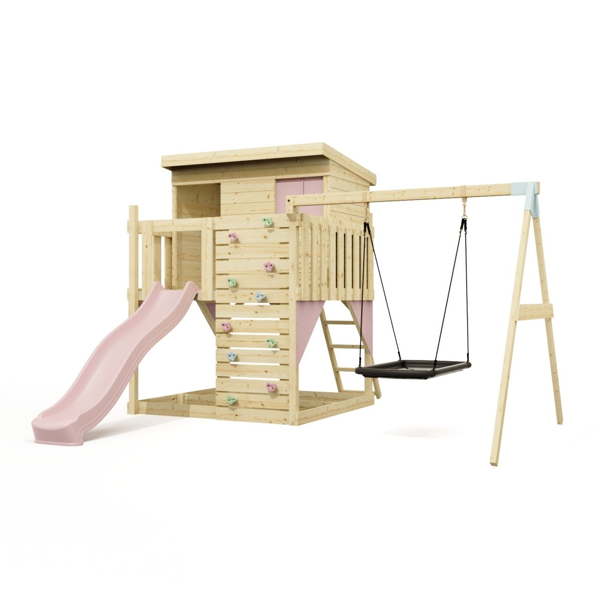 PolarPlay Climbing Platform and Playhouse with Single Swing - Nils