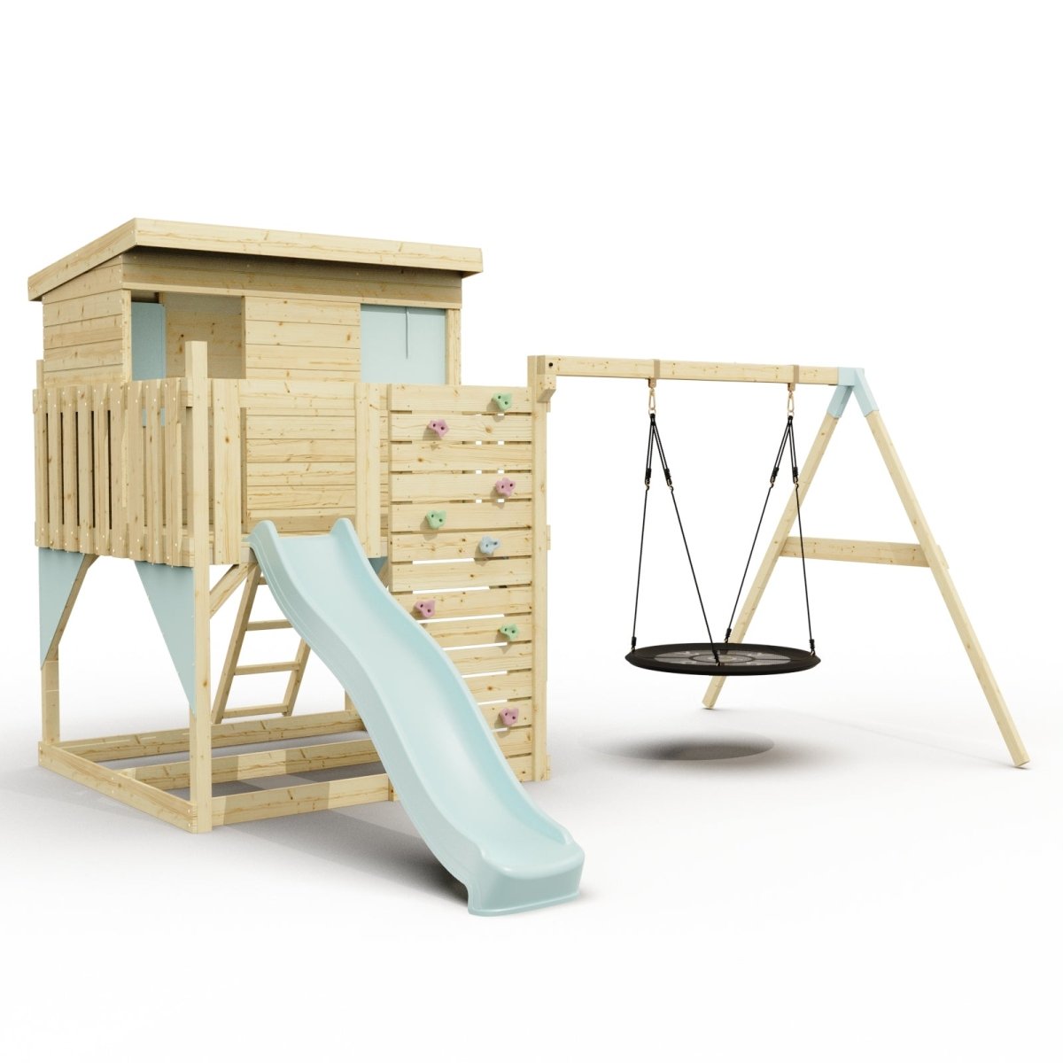 PolarPlay Climbing Platform and Playhouse with Single Swing - Nils