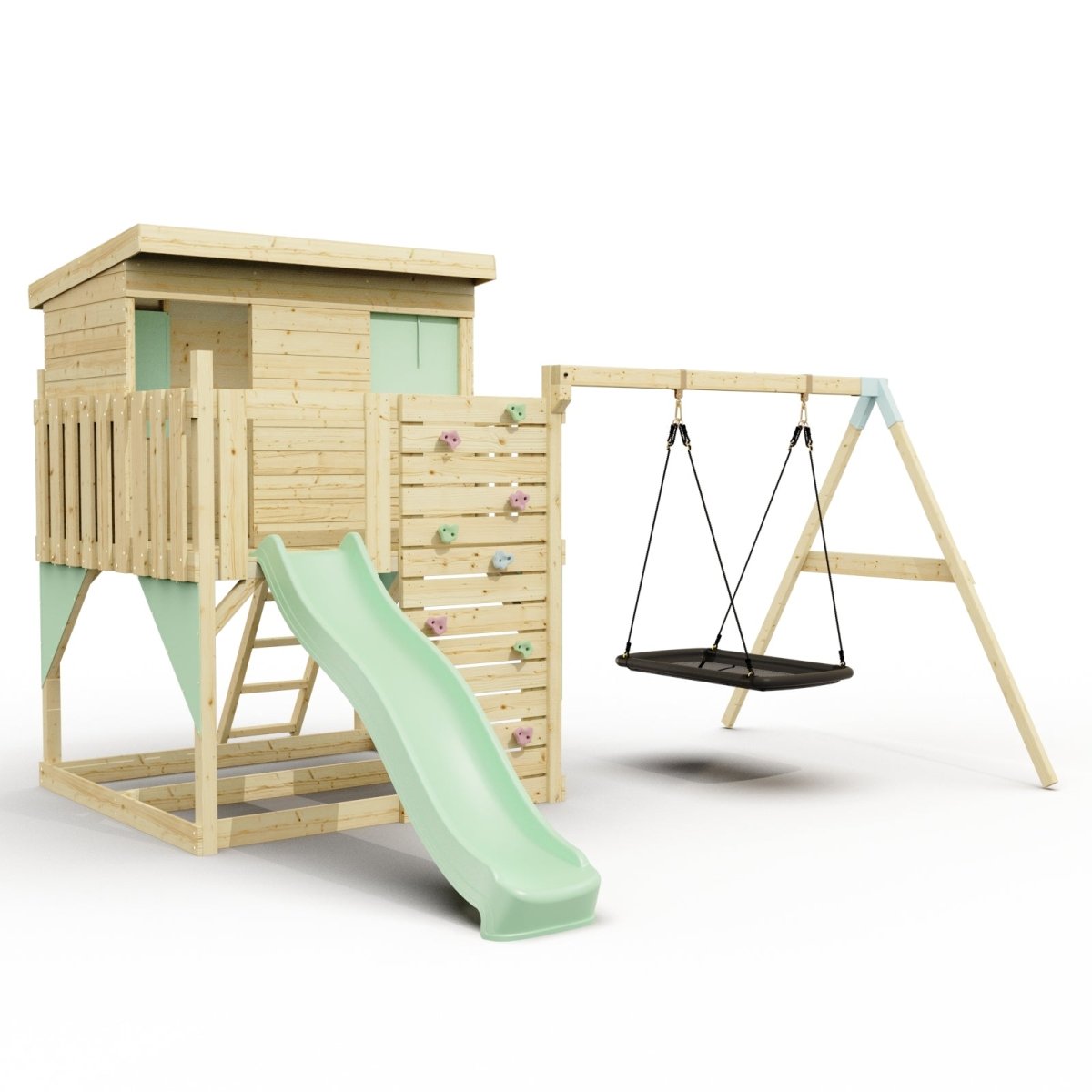 PolarPlay Climbing Platform and Playhouse with Single Swing - Nils