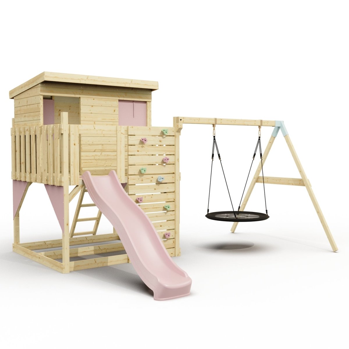 PolarPlay Climbing Platform and Playhouse with Single Swing - Nils