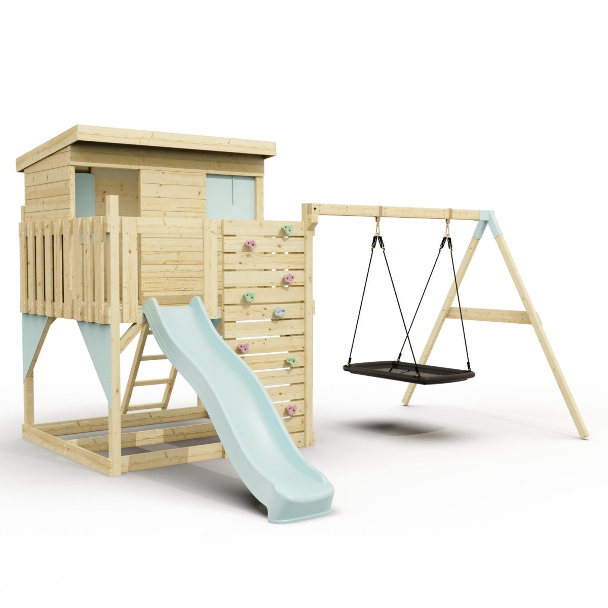 PolarPlay Climbing Platform and Playhouse with Single Swing - Nils