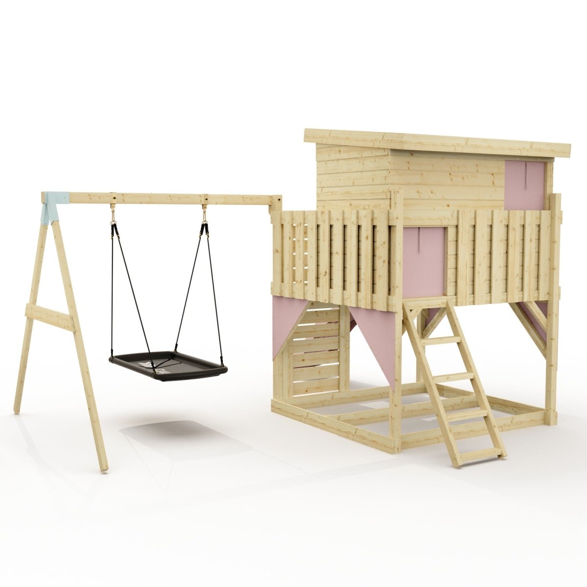 PolarPlay Climbing Platform and Playhouse with Single Swing - Nils