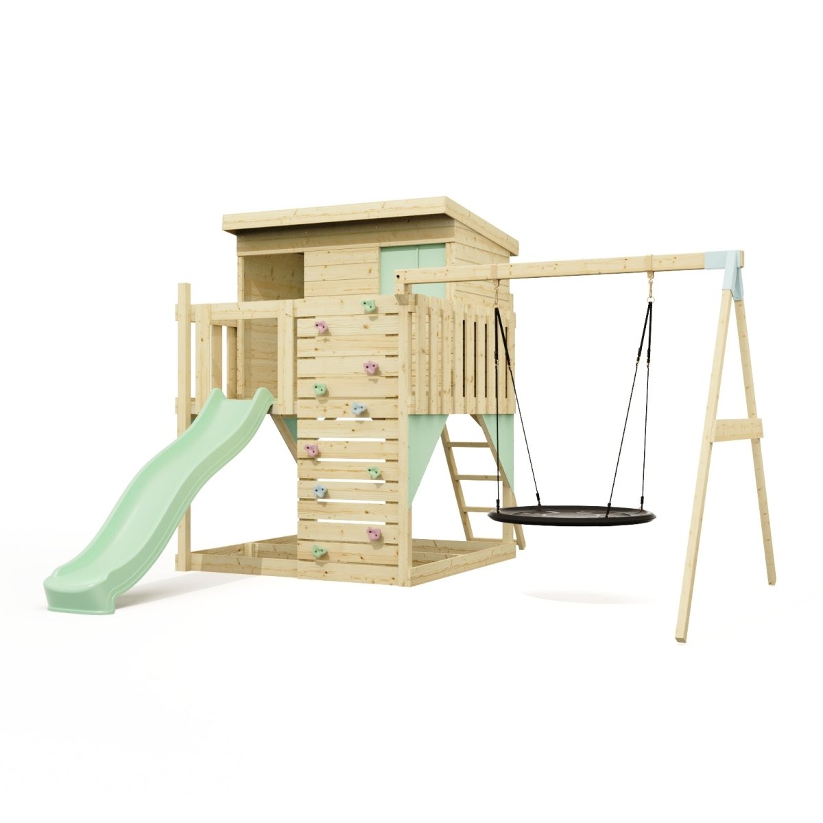 PolarPlay Climbing Platform and Playhouse with Single Swing - Nils