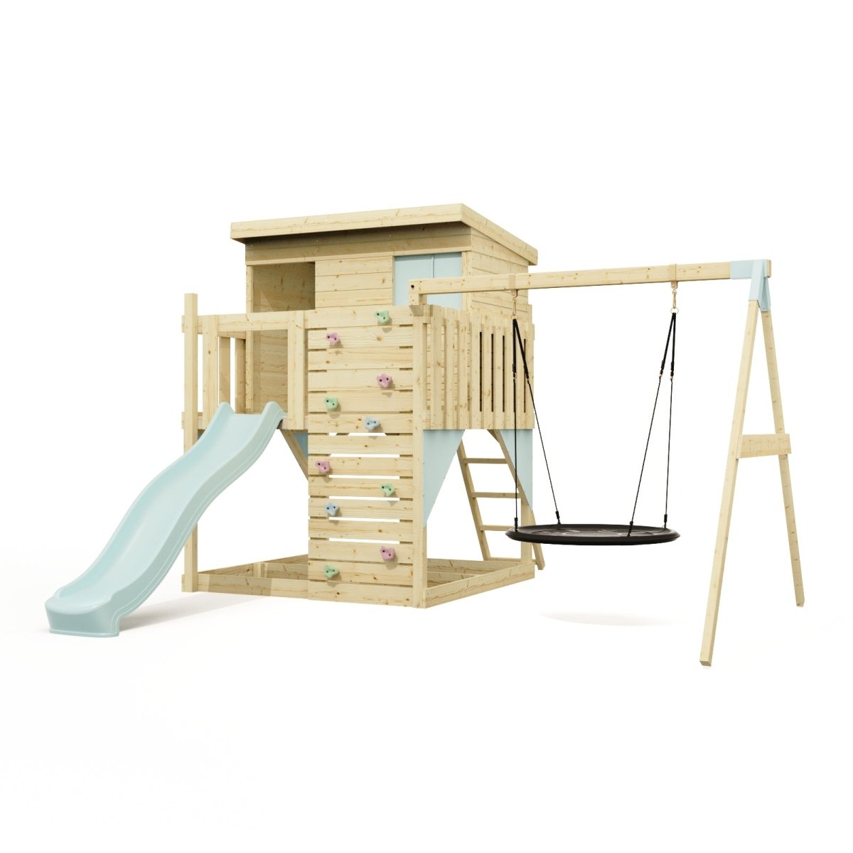 PolarPlay Climbing Platform and Playhouse with Single Swing - Nils