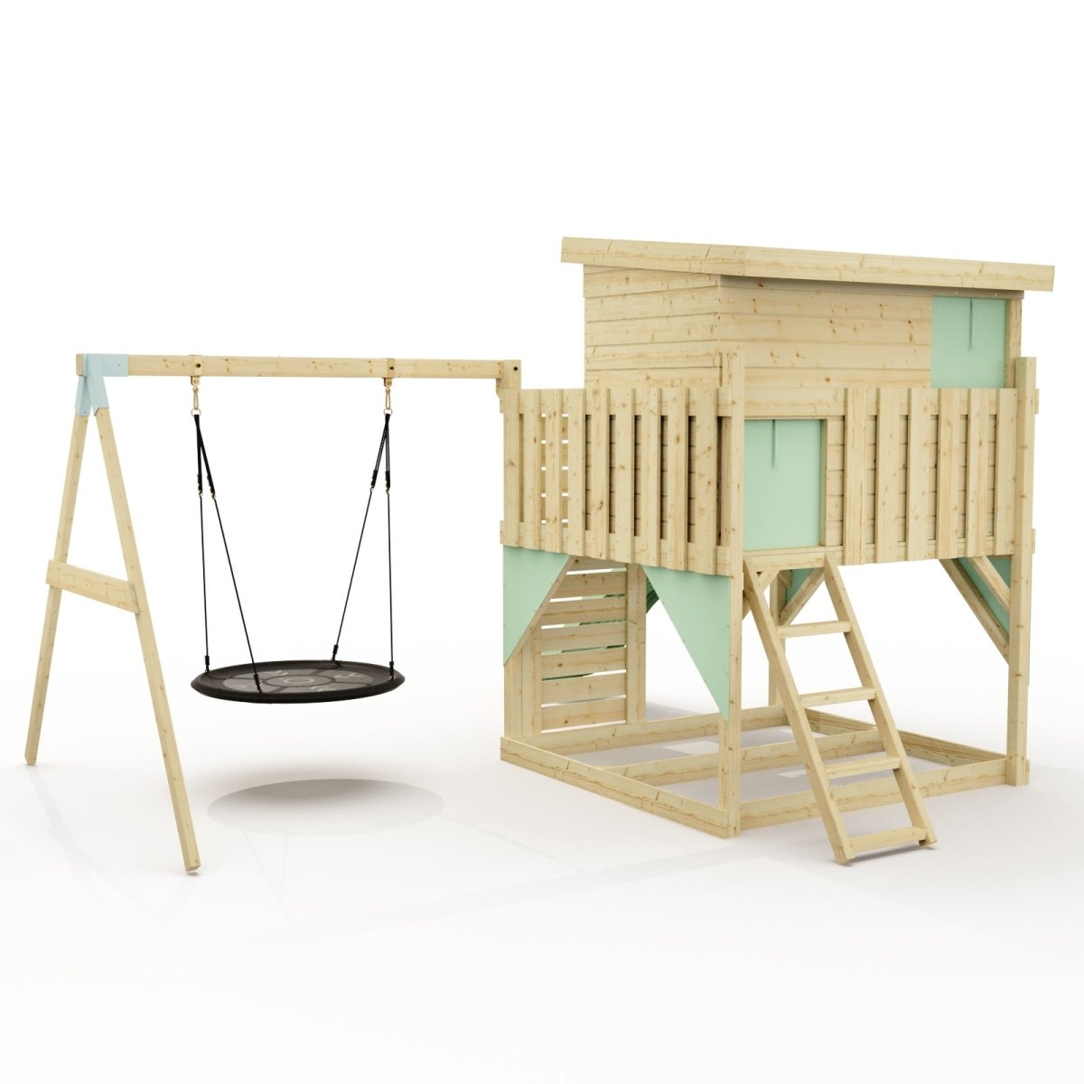 PolarPlay Climbing Platform and Playhouse with Single Swing - Nils