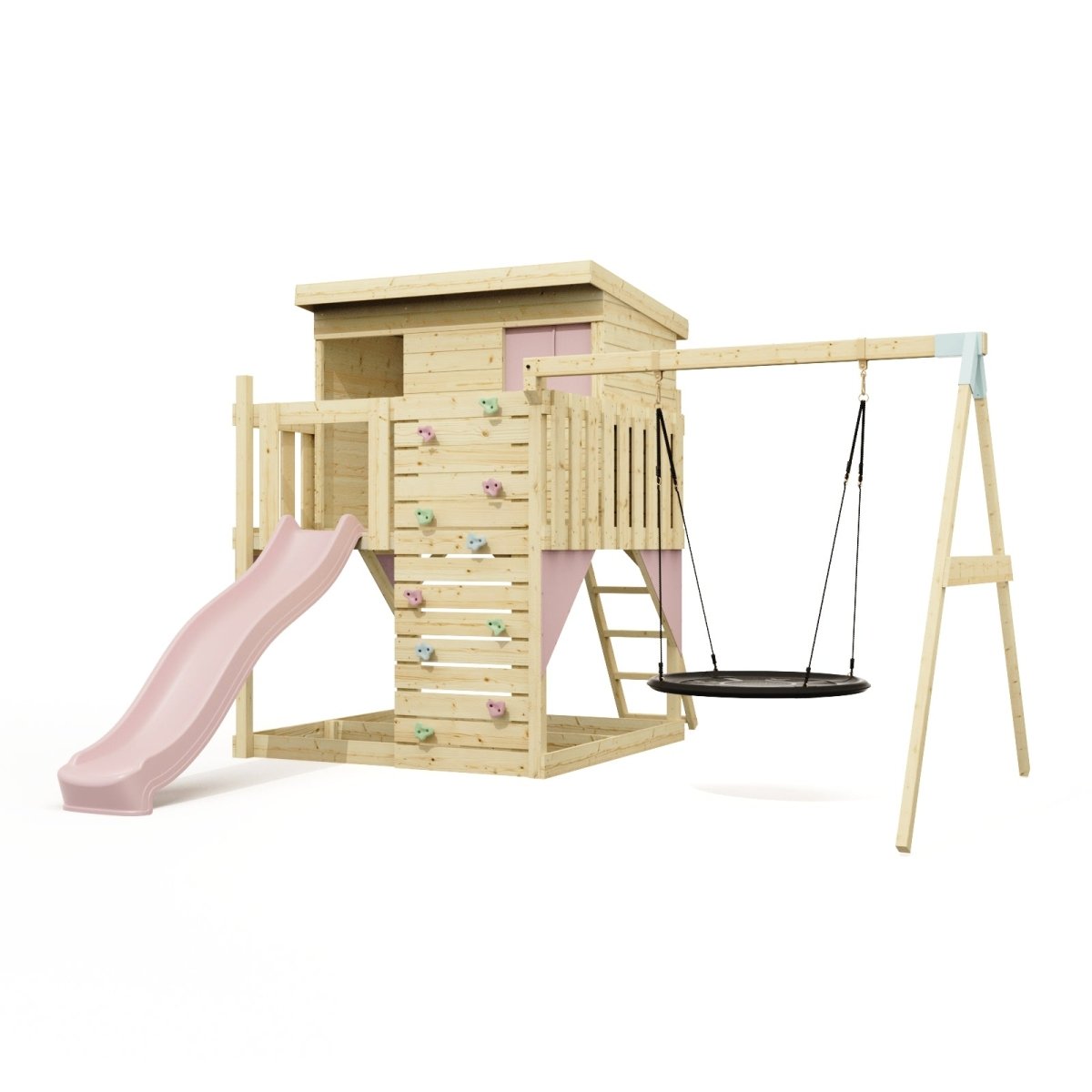 PolarPlay Climbing Platform and Playhouse with Single Swing - Nils