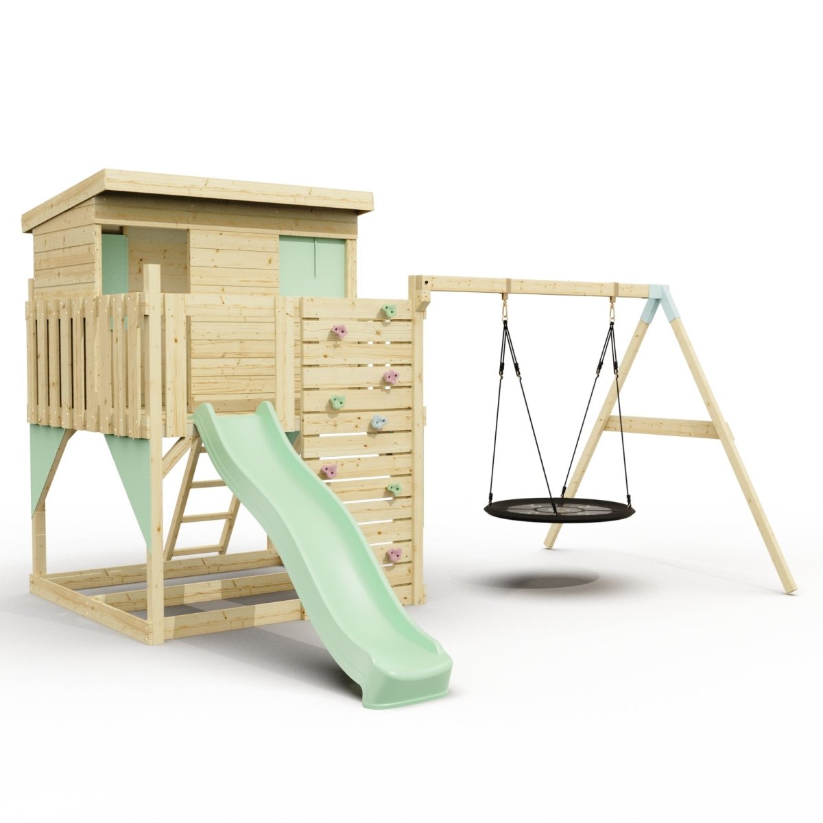 PolarPlay Climbing Platform and Playhouse with Single Swing - Nils