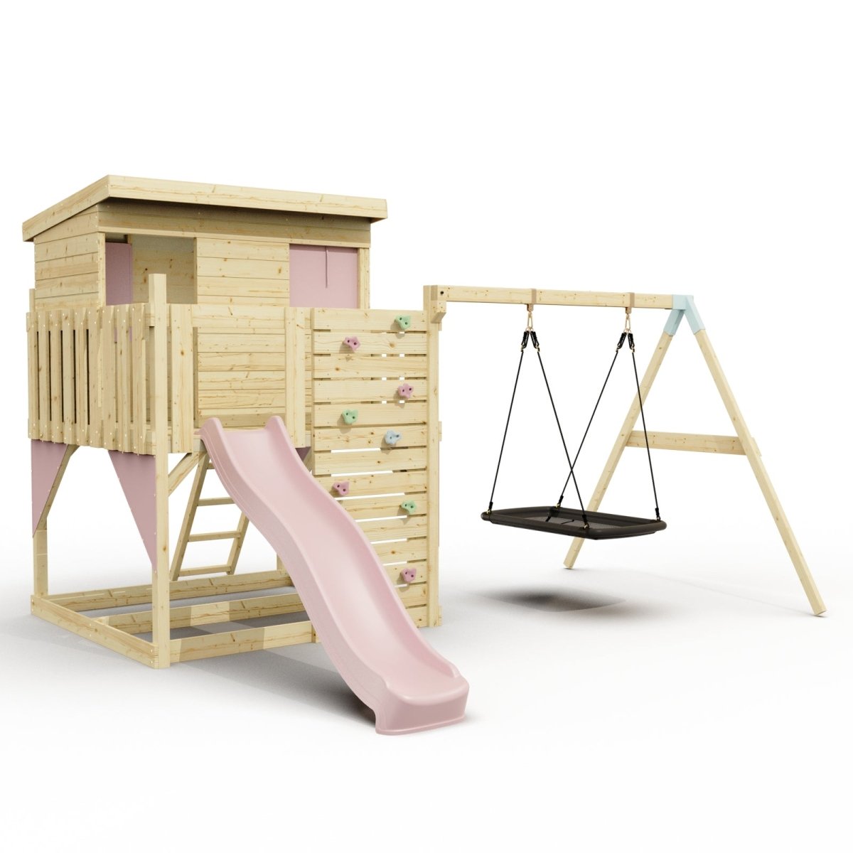 PolarPlay Climbing Platform and Playhouse with Single Swing - Nils