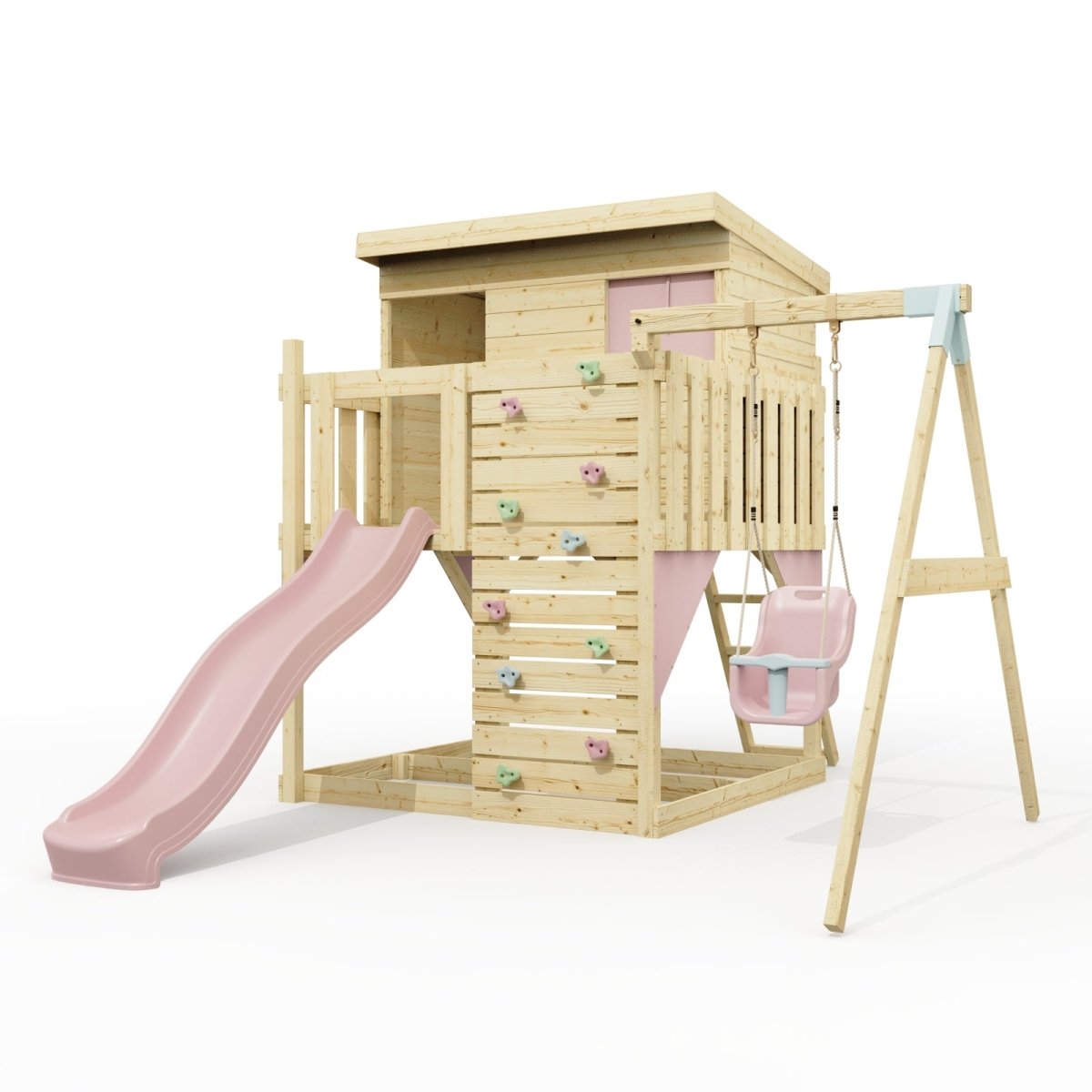 PolarPlay Climbing Platform and Playhouse with Single Swing - Tjorven