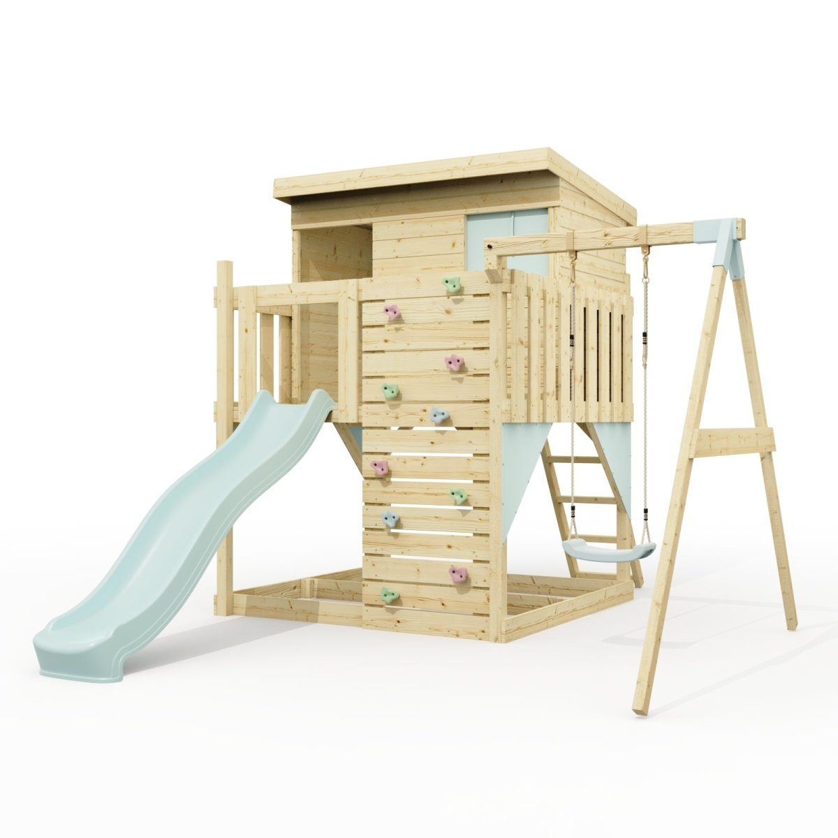 PolarPlay Climbing Platform and Playhouse with Single Swing - Tjorven
