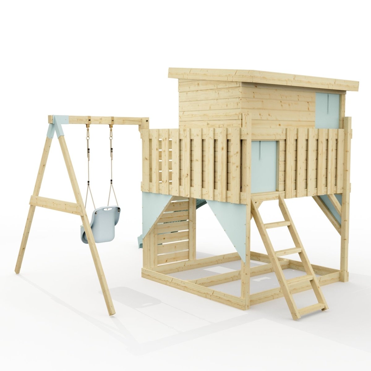 PolarPlay Climbing Platform and Playhouse with Single Swing - Tjorven
