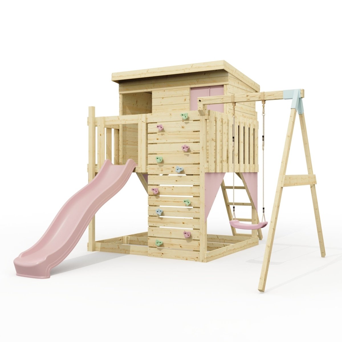 PolarPlay Climbing Platform and Playhouse with Single Swing - Tjorven