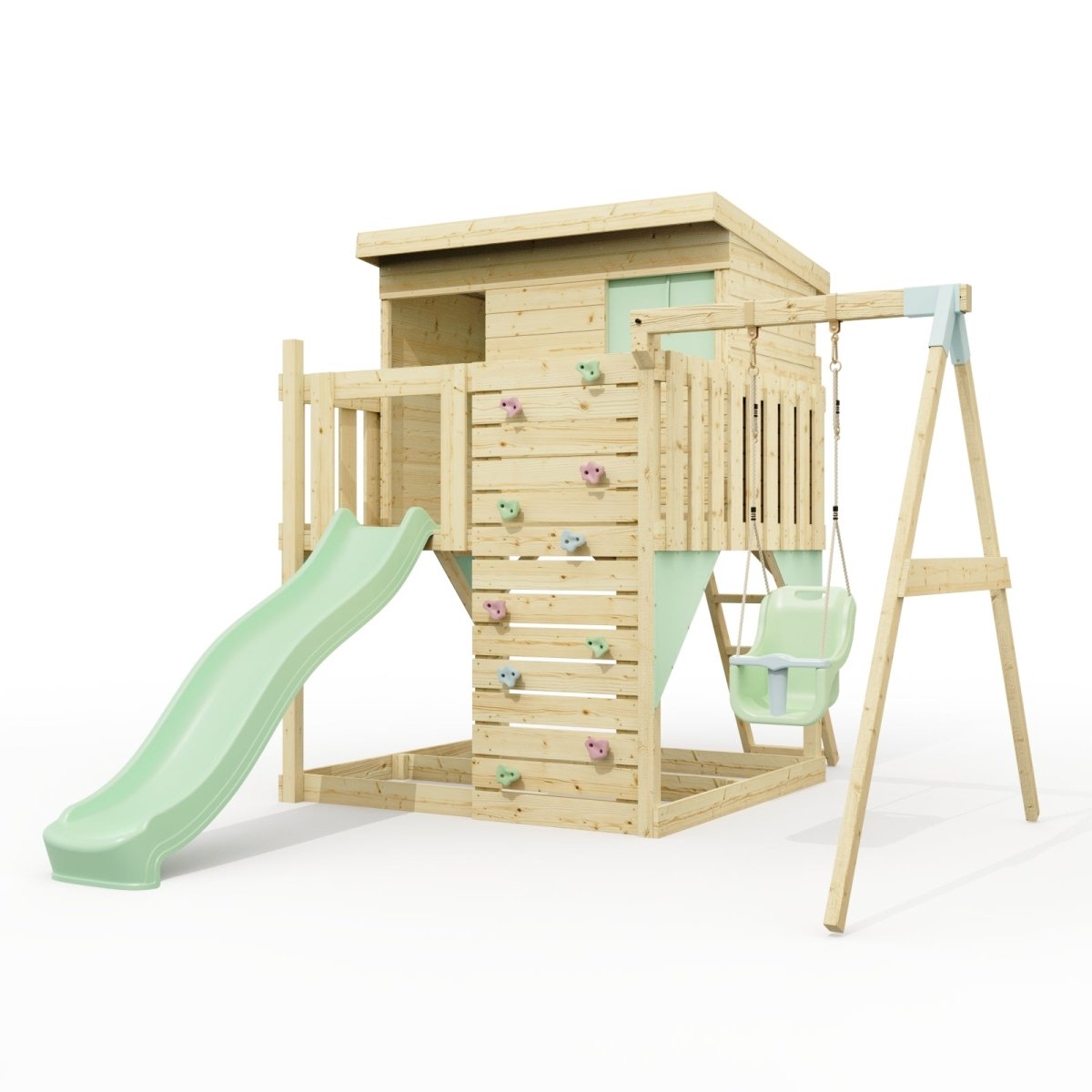 PolarPlay Climbing Platform and Playhouse with Single Swing - Tjorven