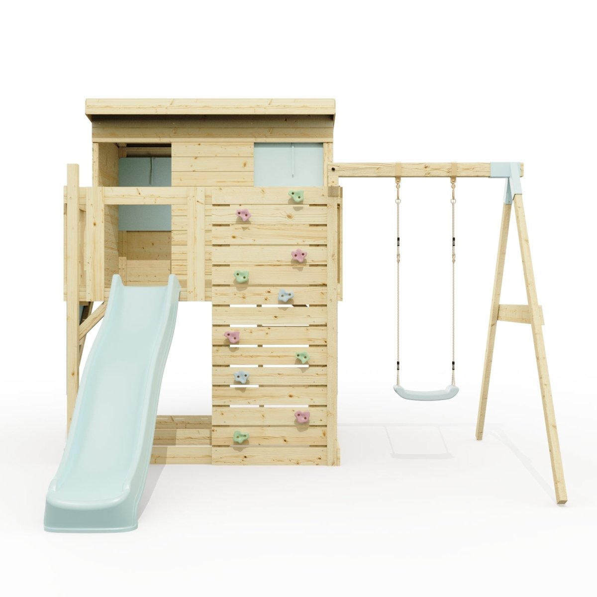 PolarPlay Climbing Platform and Playhouse with Single Swing - Tjorven