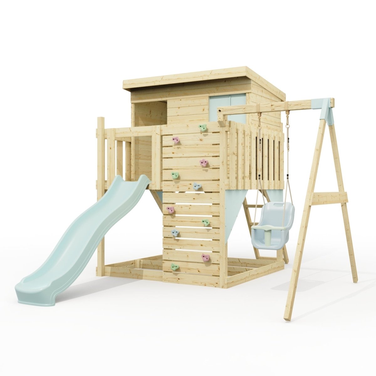 PolarPlay Climbing Platform and Playhouse with Single Swing - Tjorven
