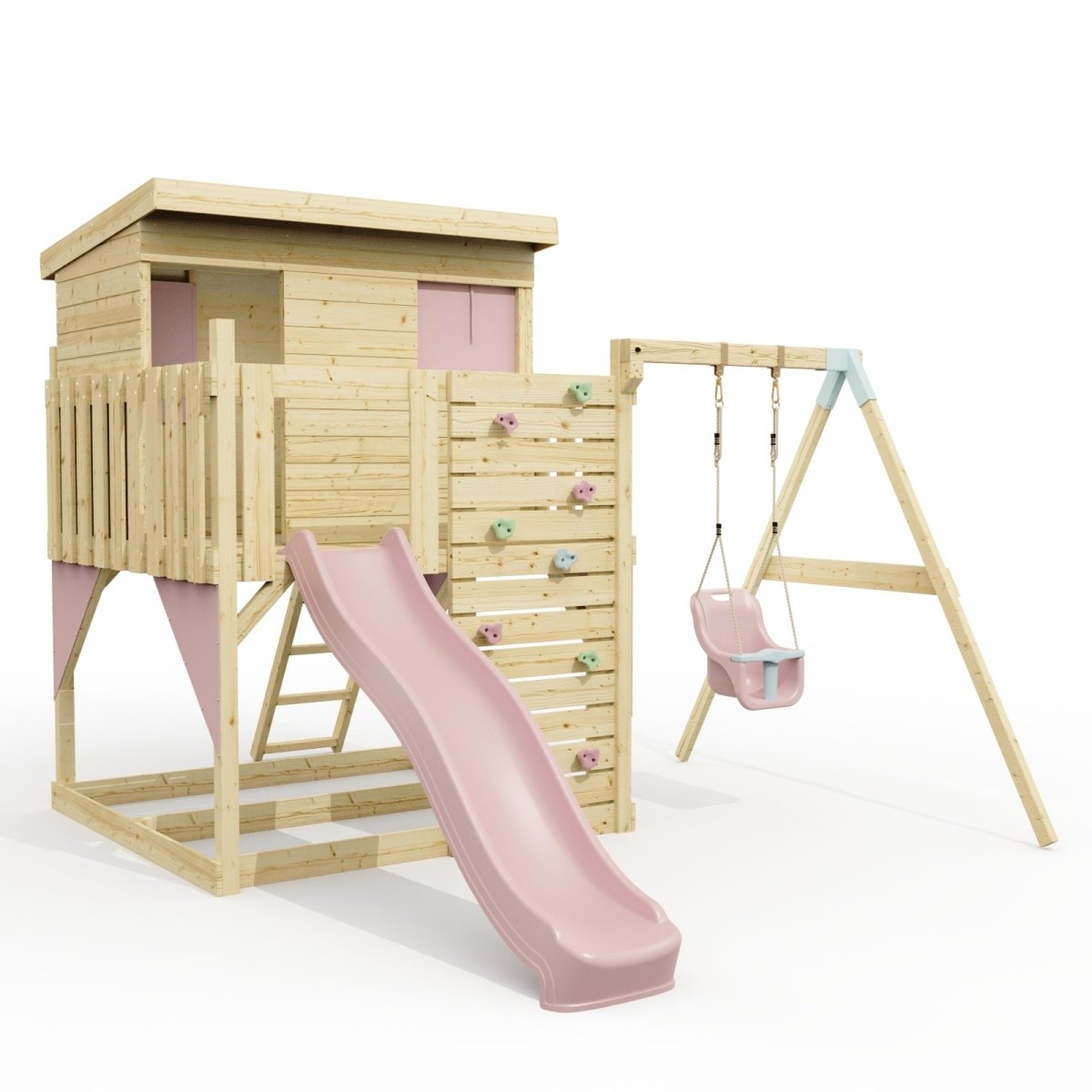PolarPlay Climbing Platform and Playhouse with Single Swing - Tjorven