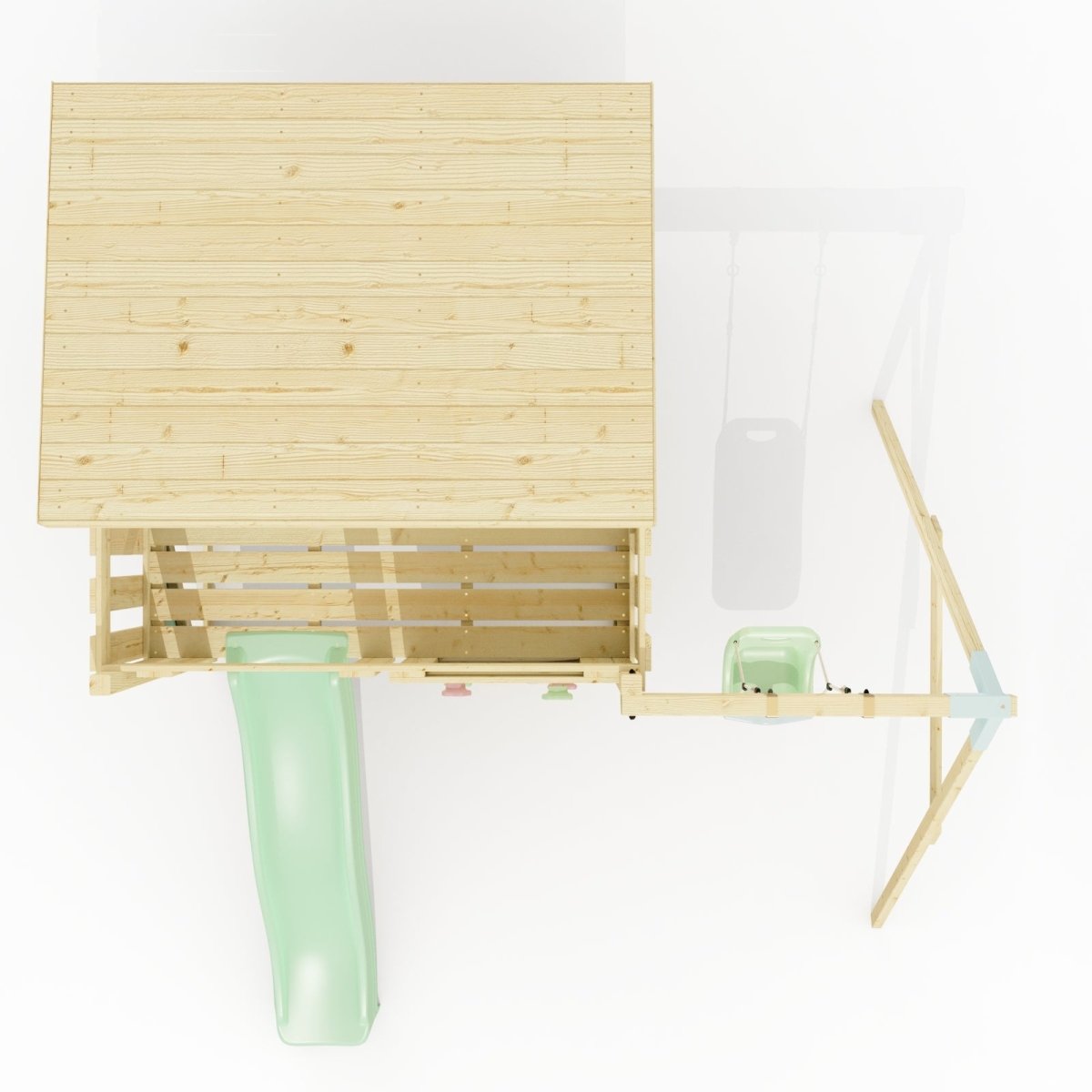 PolarPlay Climbing Platform and Playhouse with Single Swing - Tjorven