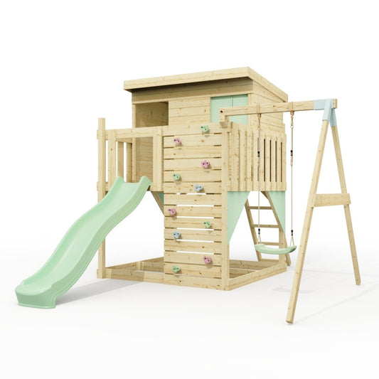 PolarPlay Climbing Platform and Playhouse with Single Swing - Tjorven