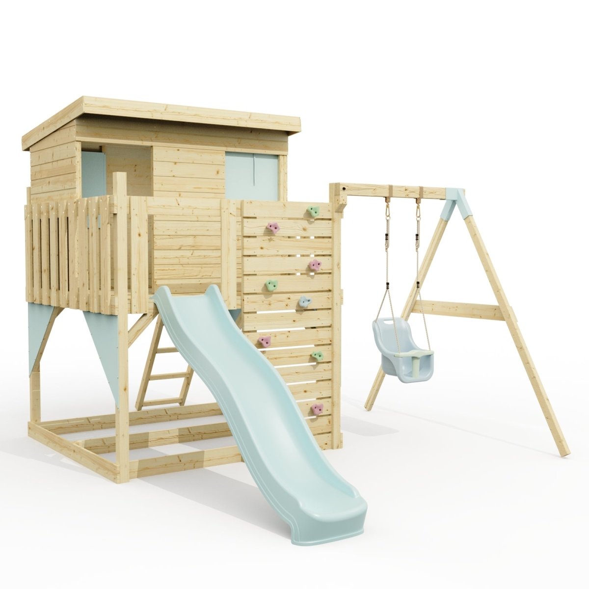 PolarPlay Climbing Platform and Playhouse with Single Swing - Tjorven