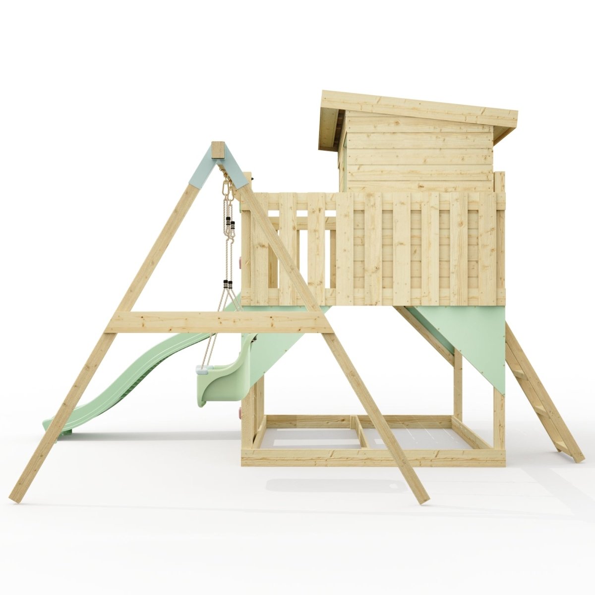 PolarPlay Climbing Platform and Playhouse with Single Swing - Tjorven