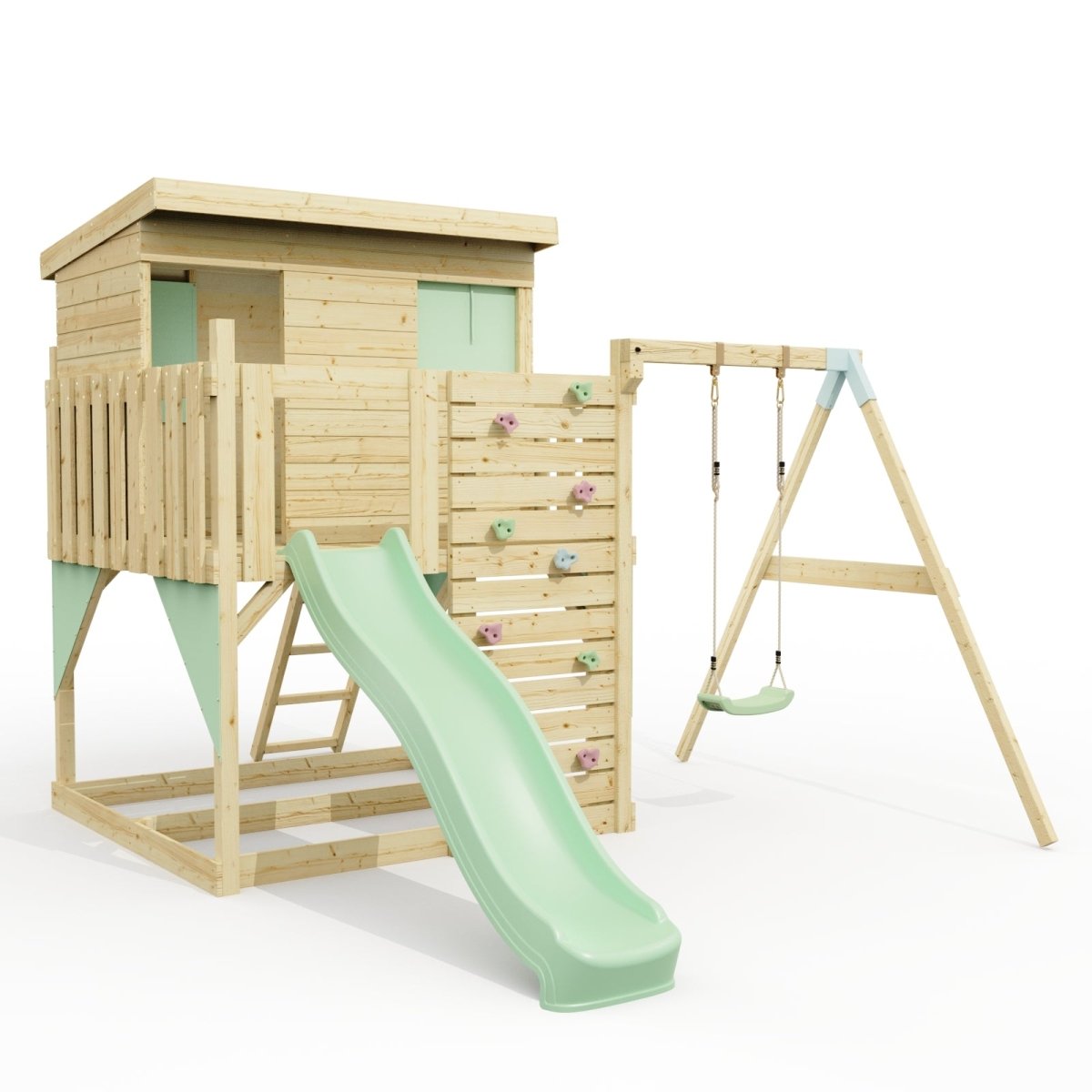 PolarPlay Climbing Platform and Playhouse with Single Swing - Tjorven