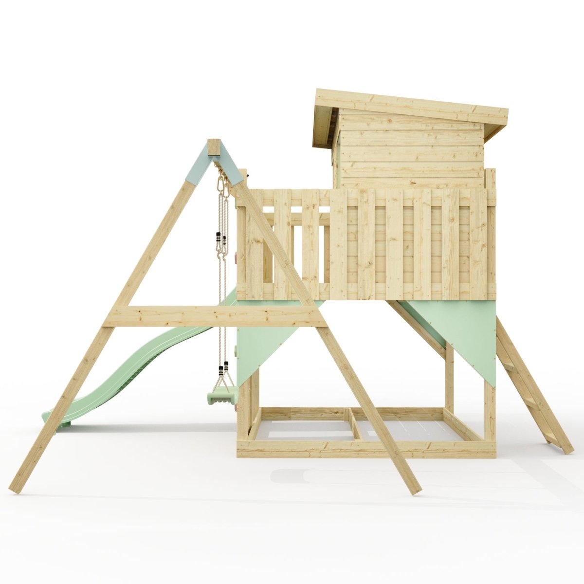 PolarPlay Climbing Platform and Playhouse with Single Swing - Tjorven