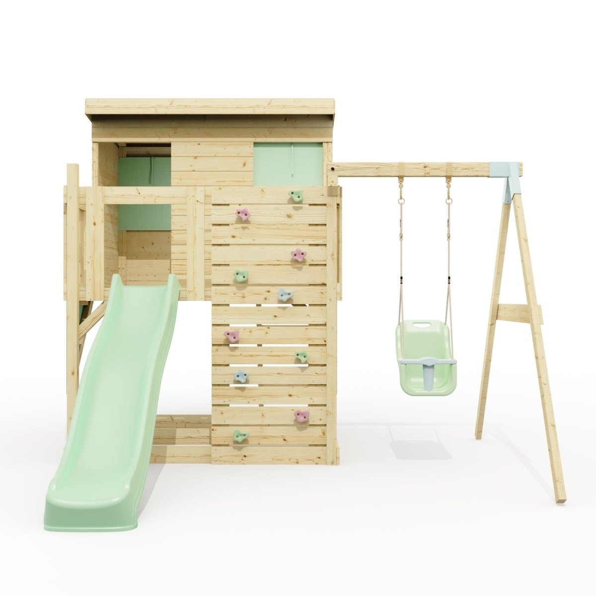 PolarPlay Climbing Platform and Playhouse with Single Swing - Tjorven