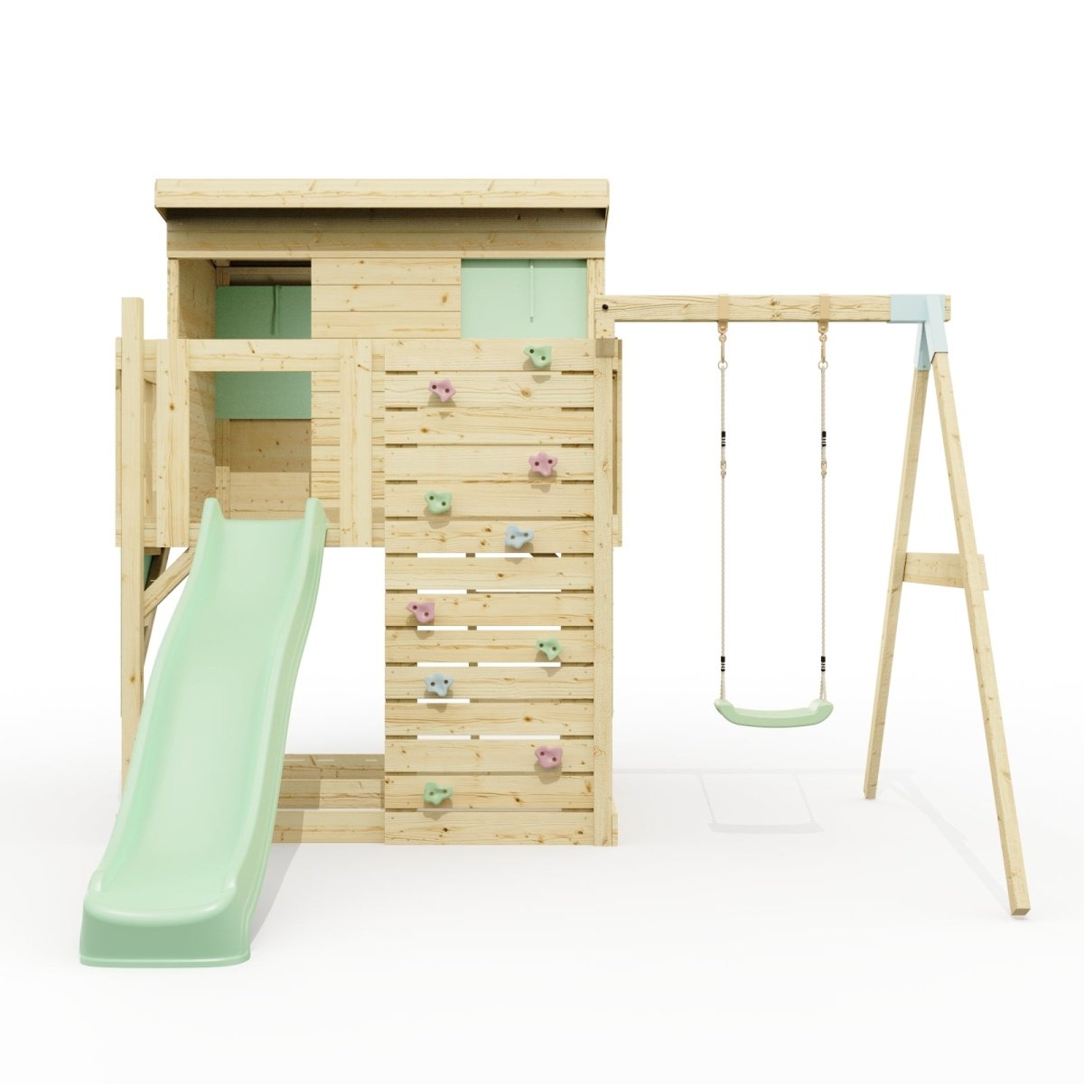 PolarPlay Climbing Platform and Playhouse with Single Swing - Tjorven