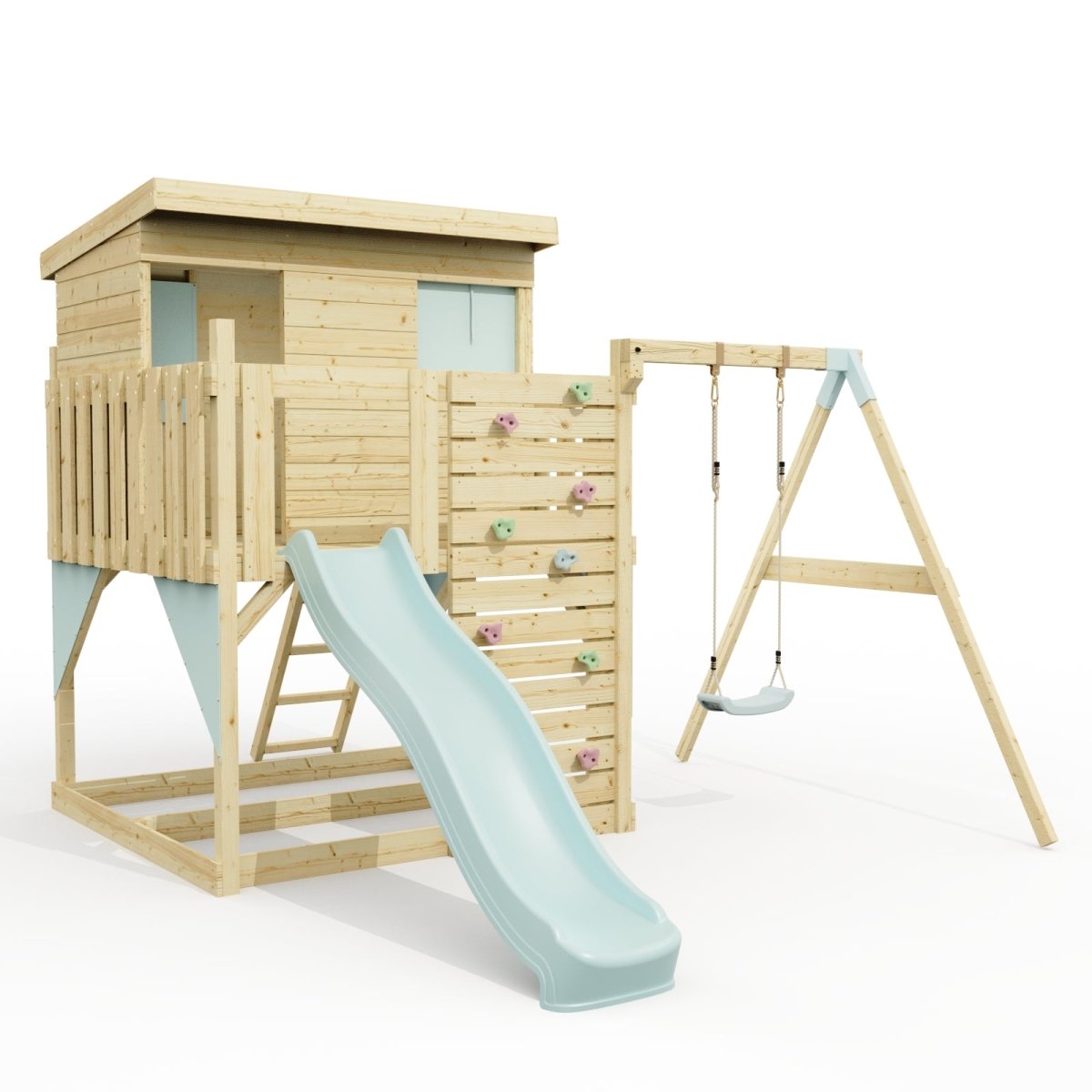 PolarPlay Climbing Platform and Playhouse with Single Swing - Tjorven