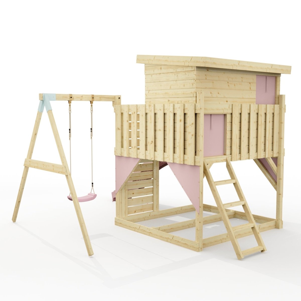 PolarPlay Climbing Platform and Playhouse with Single Swing - Tjorven