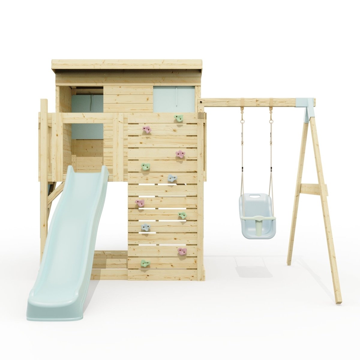 PolarPlay Climbing Platform and Playhouse with Single Swing - Tjorven