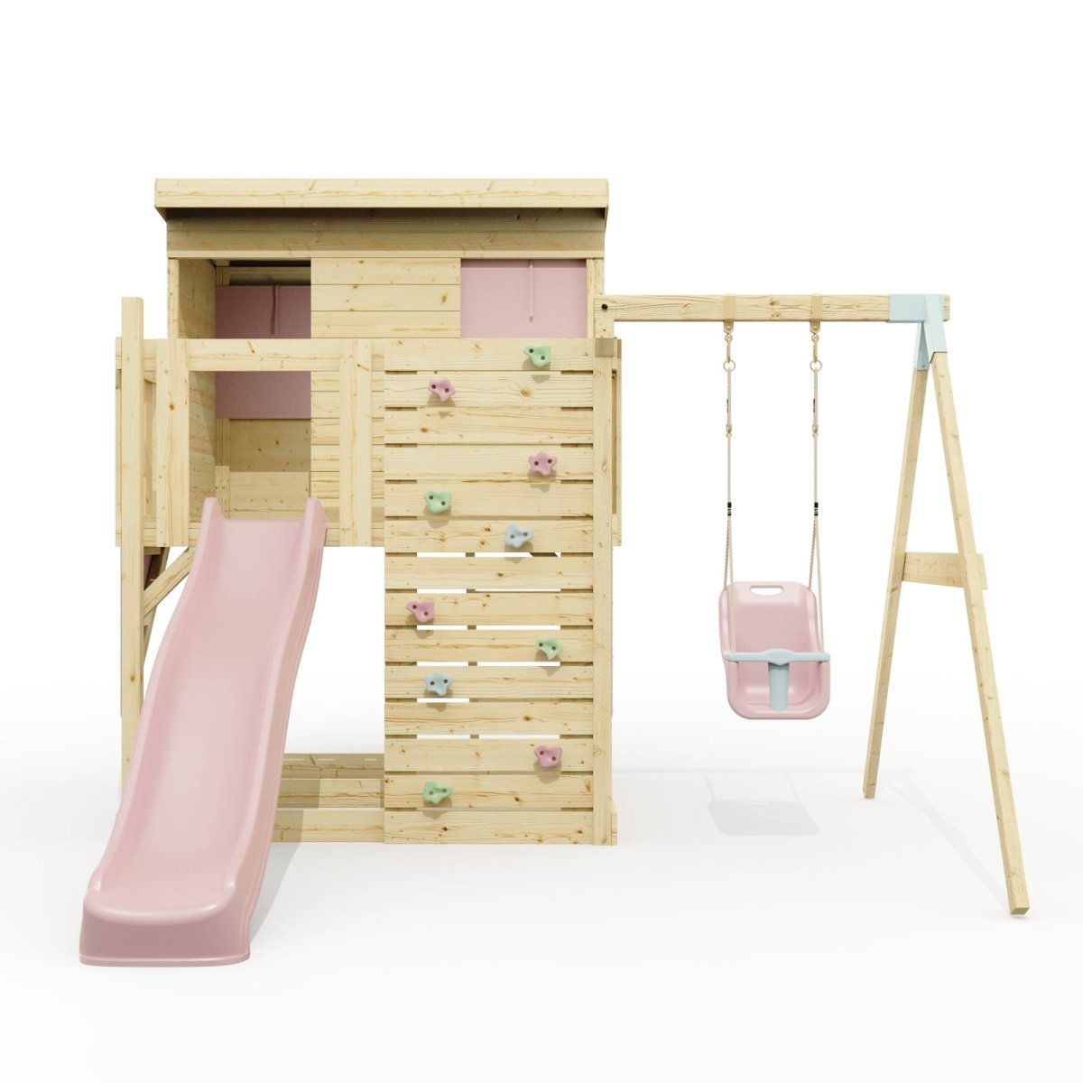 PolarPlay Climbing Platform and Playhouse with Single Swing - Tjorven