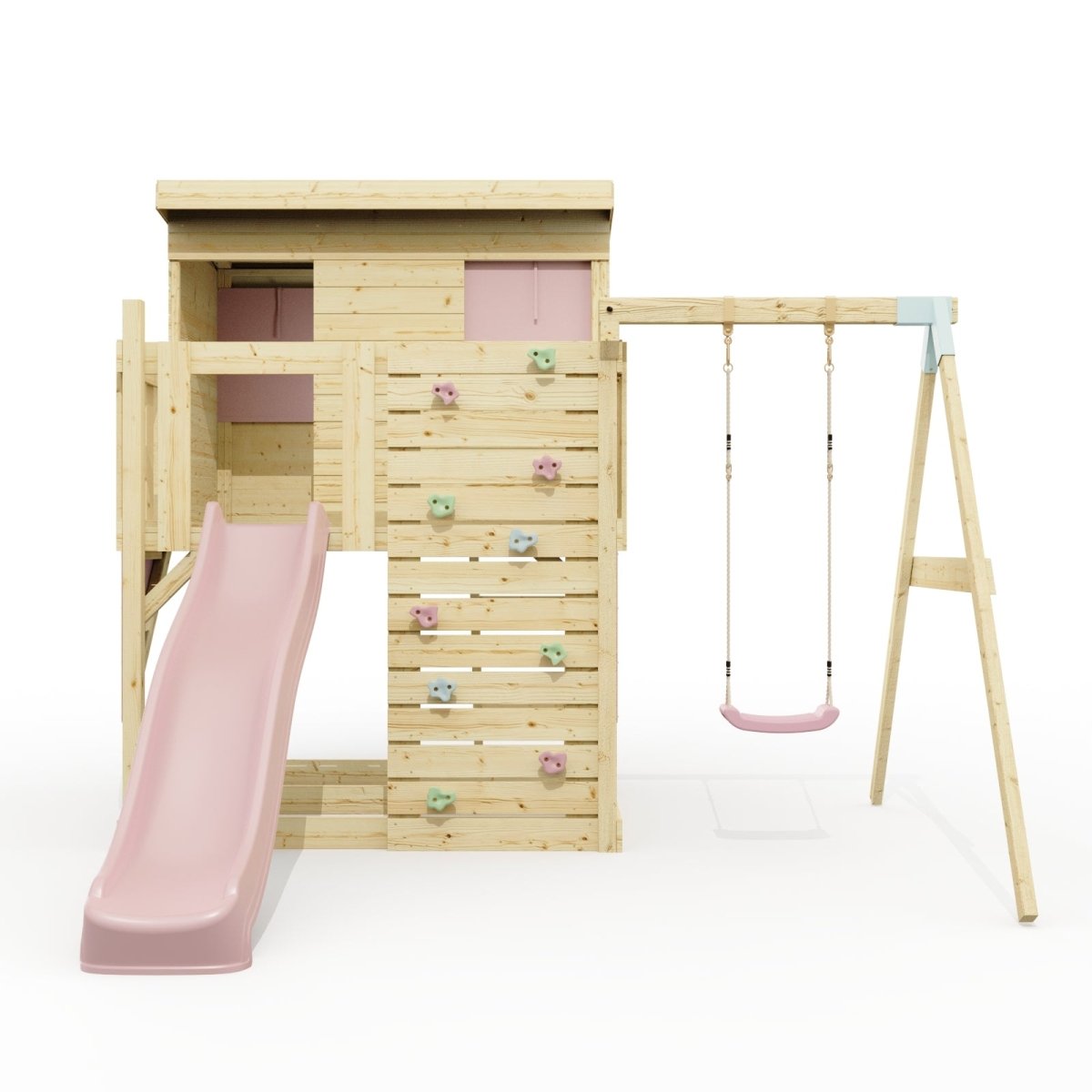 PolarPlay Climbing Platform and Playhouse with Single Swing - Tjorven