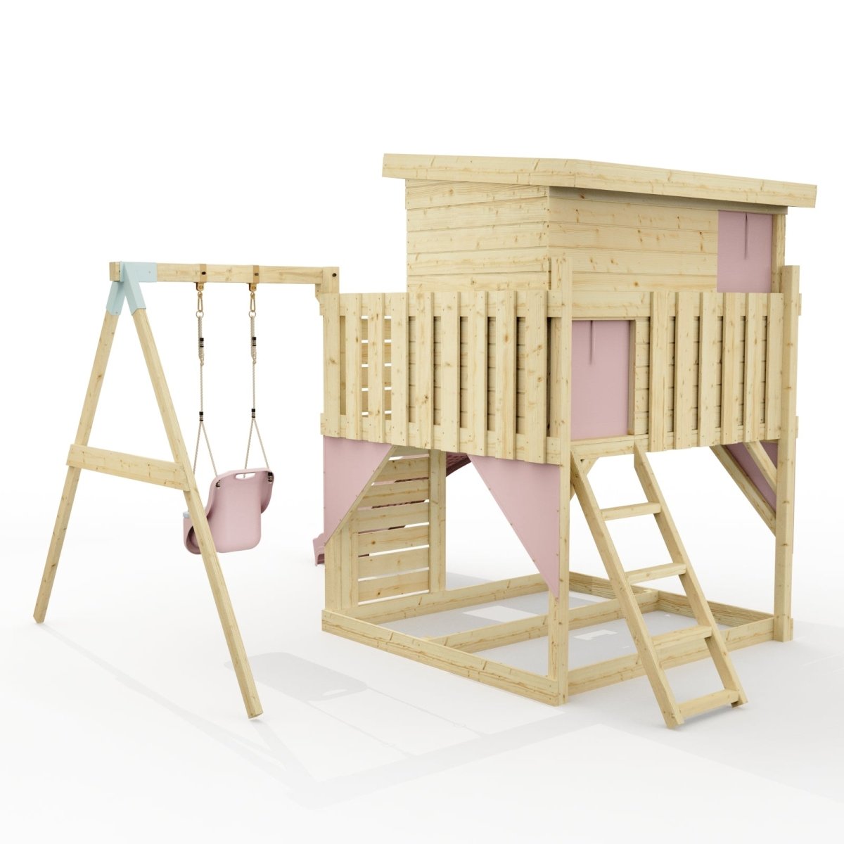 PolarPlay Climbing Platform and Playhouse with Single Swing - Tjorven
