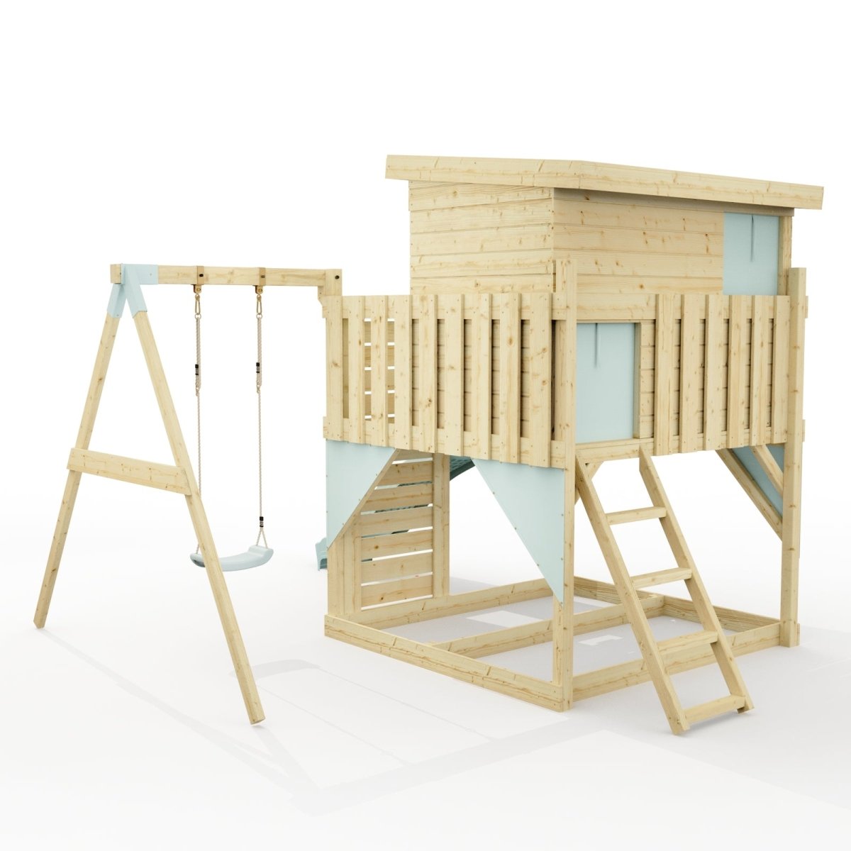 PolarPlay Climbing Platform and Playhouse with Single Swing - Tjorven