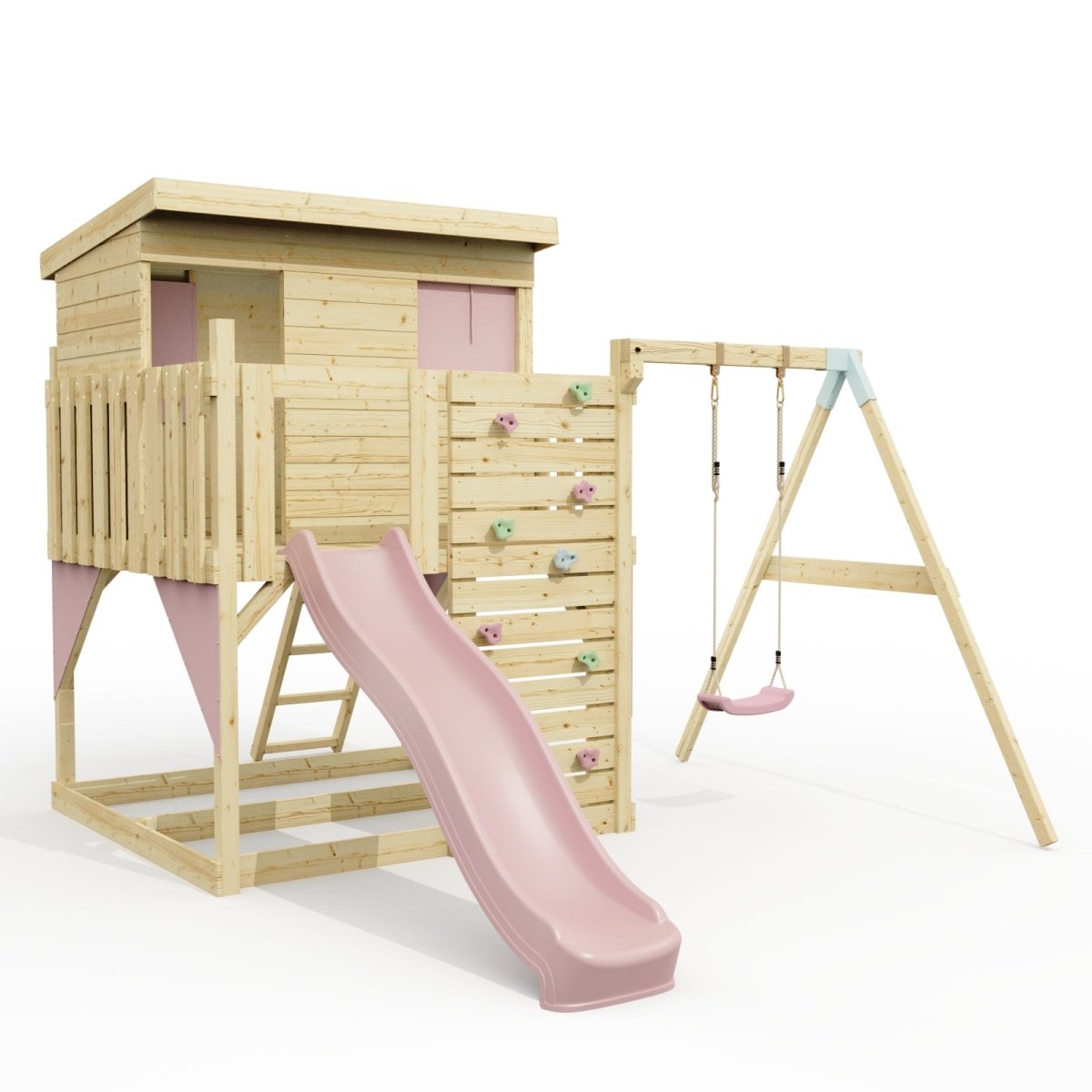 PolarPlay Climbing Platform and Playhouse with Single Swing - Tjorven