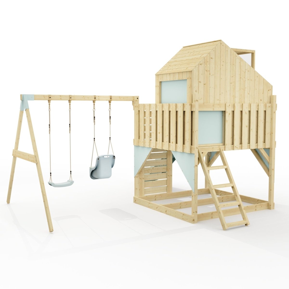 PolarPlay Kids Climbing Tower & Playhouse - Swing Saga Mist