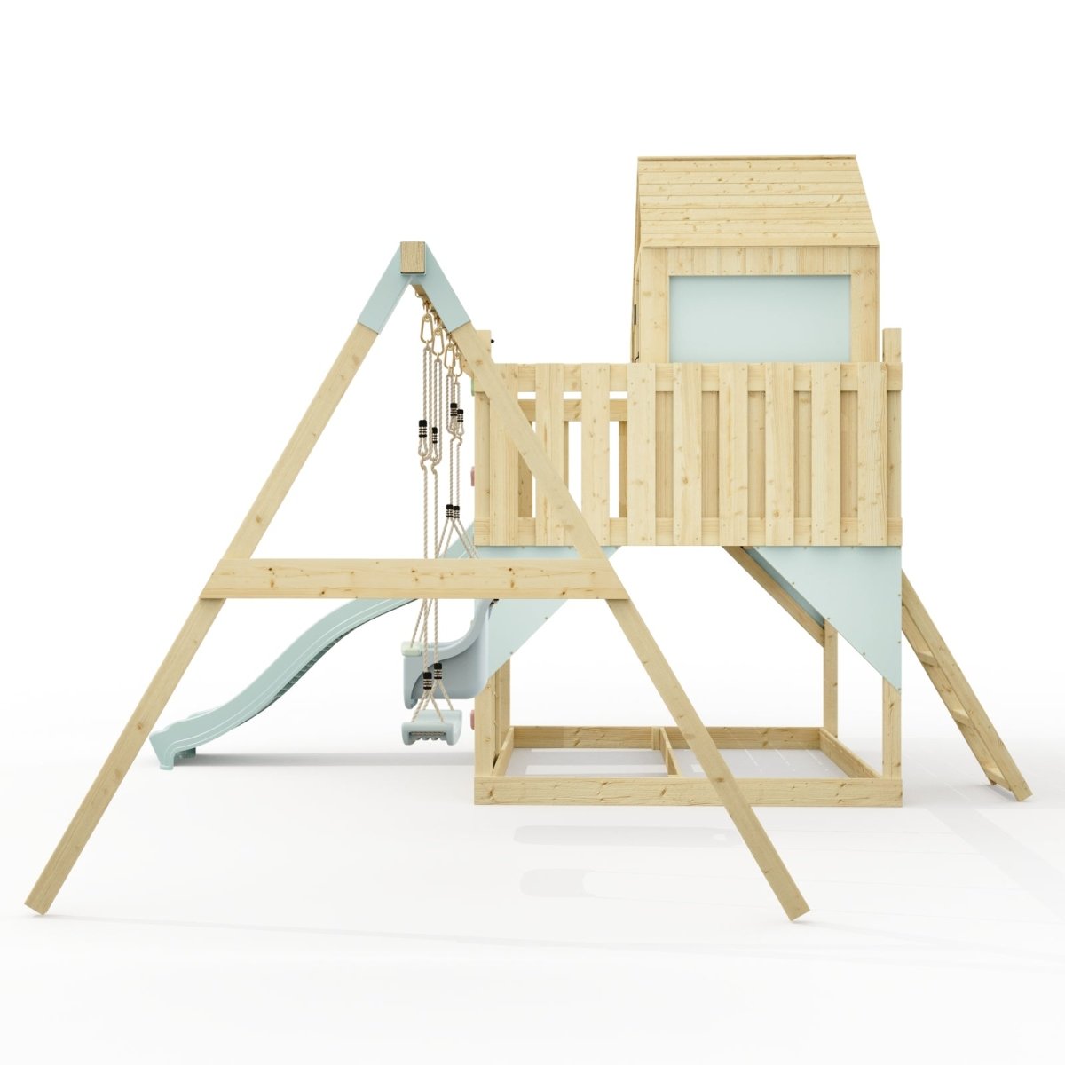 PolarPlay Kids Climbing Tower & Playhouse - Swing Saga Mist